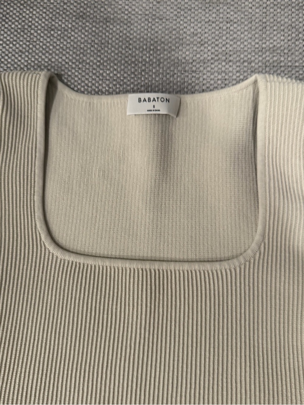 Babaton Cream Ribbed Square-Neck Crop Top - Picture 3 of 3